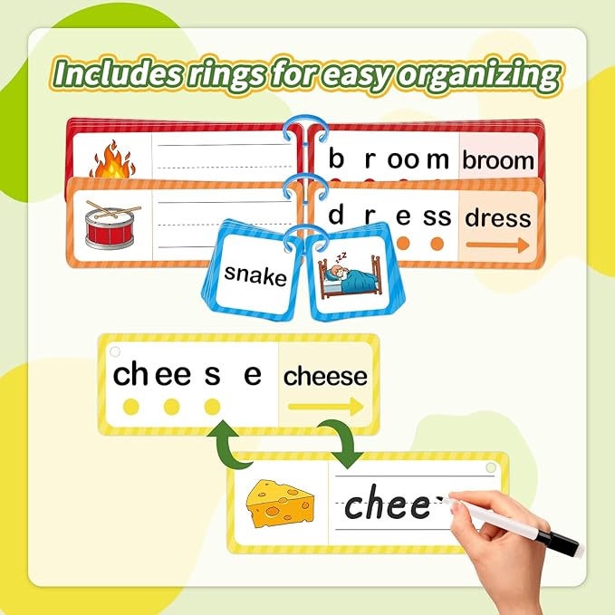 Phonics Games Flash Cards for Kids, Sight Word Spelling Games, Digraphs and Blends flashcards, Speech Therapy Toys for Toddlers, Learn to Read, Preschool Kindergarten Learning Activities