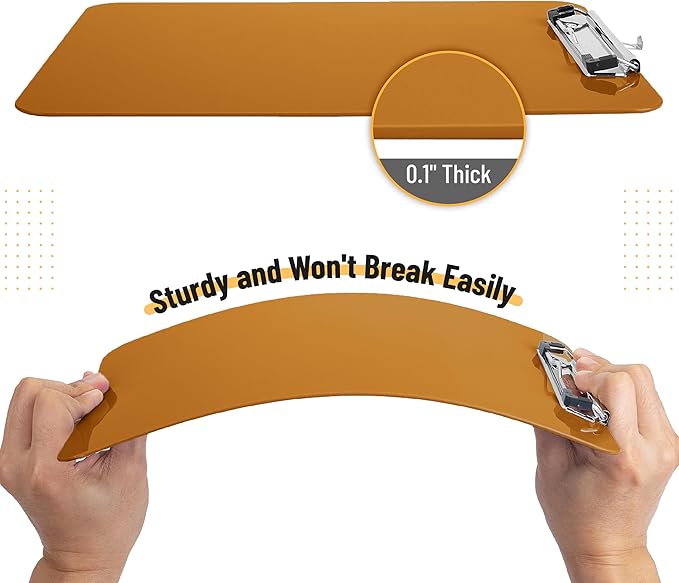 Mr. Pen- Plastic Clipboard, 12.5" x 9", 2 Pack, Golden Caramel Clipboard Plastic, Low-Profile Metal Clip with Retractable Hanging Hole