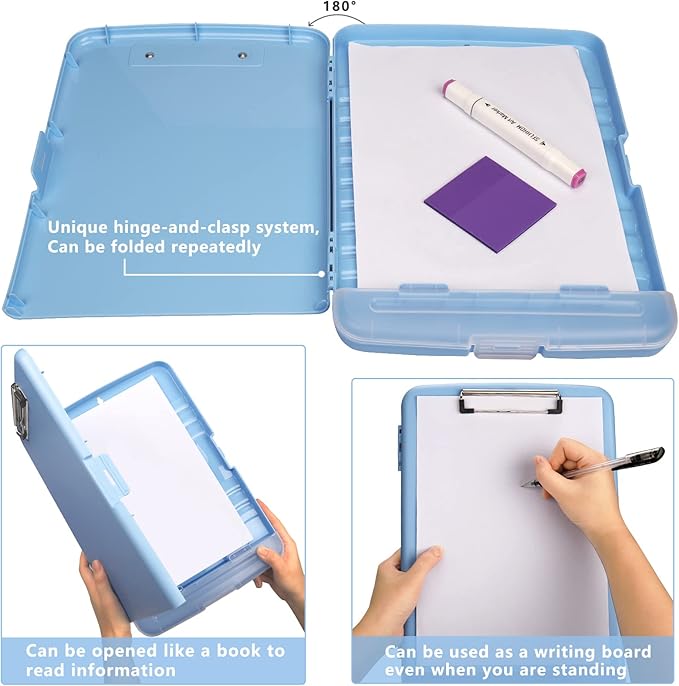 SFLHHDM Clipboard with Pen Holder, Legal Size Nursing Clipboard with Storage, Plastic Clip Board for Writing, Lightweight Cute Clipboards Storage with Low Profile Clip for Work, Office