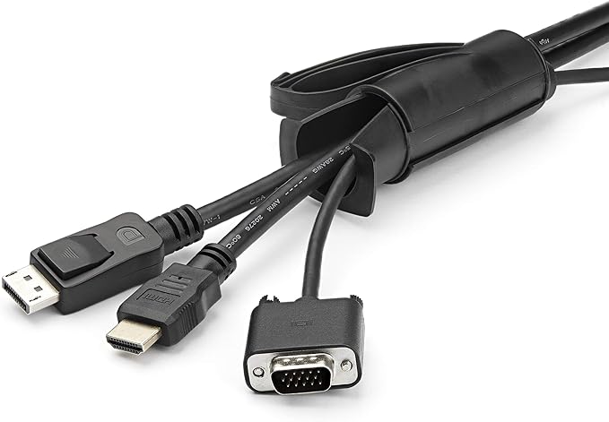 StarTech.com 1.5m (4.9ft) Cable Management Sleeve - Spiral - 1.8" (45mm) Diameter - W/Cable Loading Tool (CMSCOILED3), Black