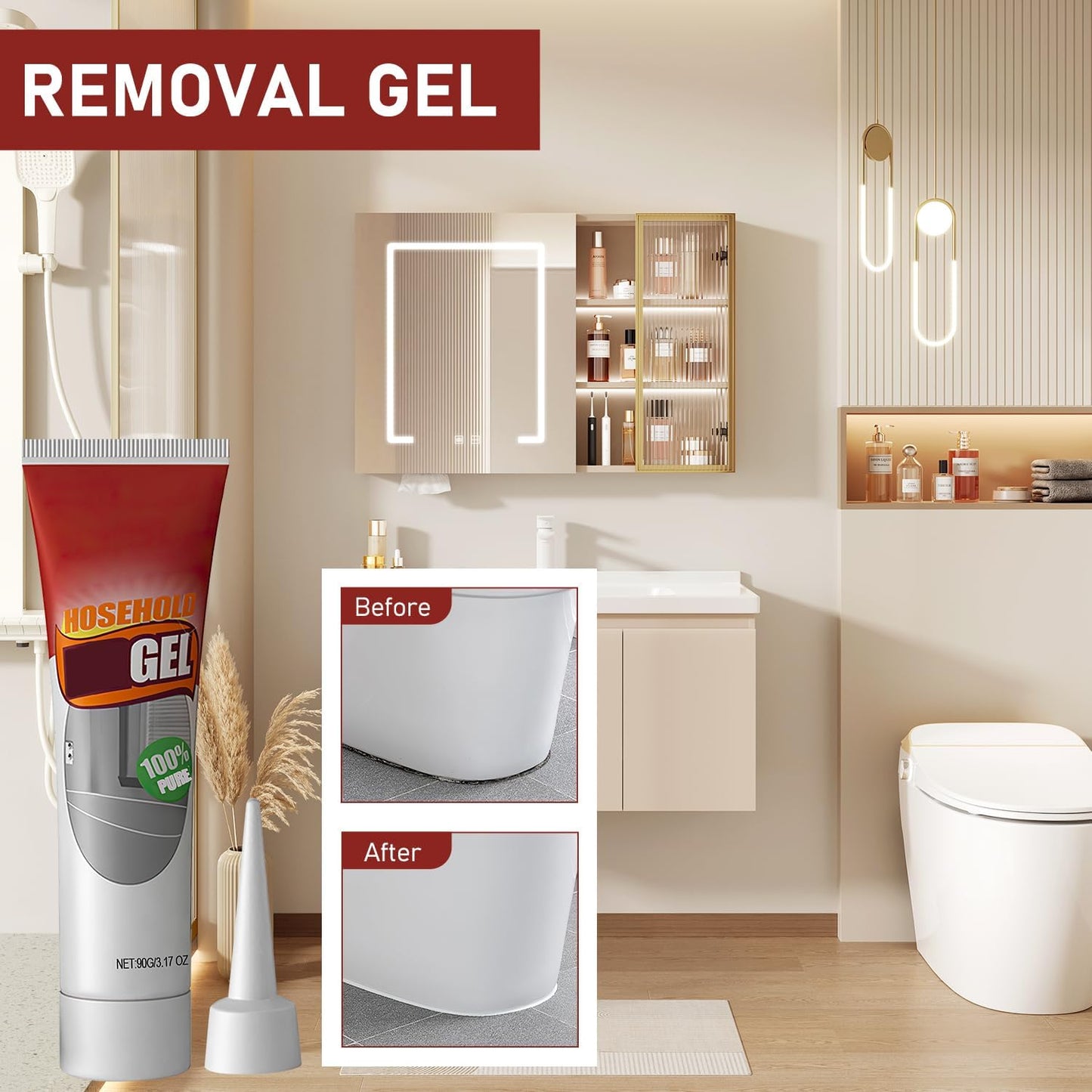 Nexa Remover Gel, Nuroclean Remover Gel Nexa, Powerful Household Cleaning Gel, Highly Effective In Penetration, Suitable For Bathroom And Kitchen Tile Gaps, Wall Cleaning (2 PCS)