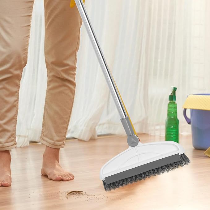 TOYANDONA Rotating Floor Scrubber Brush with Long Handle for Bathroom Shower Tile Grout Cleaning Reach Corners Sturdy Bristles for Efficient Floor and Gap Scrubbing