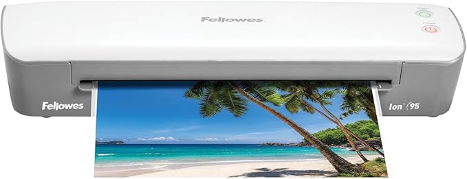 Fellowes Ion 95 Thermal Laminator for Home, School or Office with 15 Pouch Starter Kit, Easy to Use, Quick Warm-Up, Jam-Free, White/Gray (5247201)