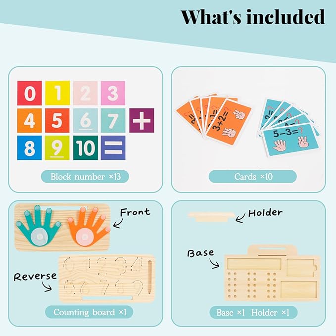 Preschool Learning Toys for Toddlers 2-4, Wooden Double-Sided Educational Math Manipulatives Number Counting Blocks for Kids, Montessori Toys for 3 4 5 Year Old Boys Girls Birthday Gifts