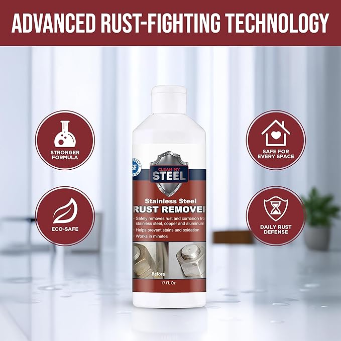 Stainless Steel Rust Remover and Stain Cleaner | NSF Approved | Non-Toxic & Food Safe | Quickly Cleans Commercial Equipment, Appliances, Grills, Sinks, and Tools - 5 liter