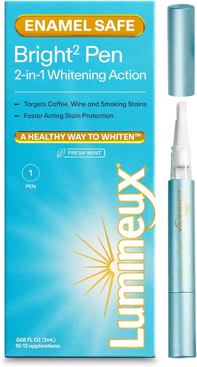 Lumineux 2-in-1 Whitening Pen (1 Pack) Enamel Safe and Clinically Proven to Whiten Without The Sensitivity - Removes Coffee, Tea, and Smoking Stains