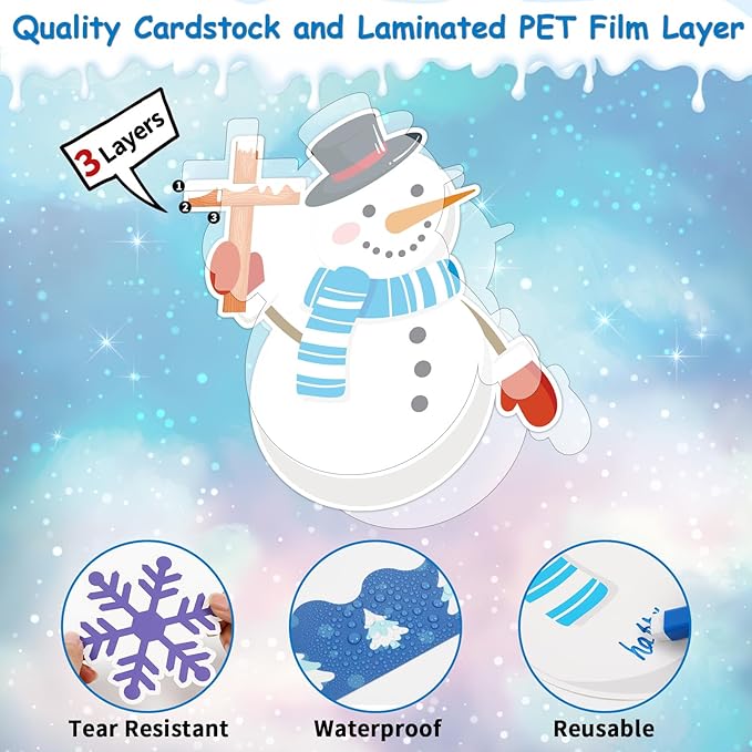 Winter Bulletin Board Decoration Set Winter Snowflakes Snowman Paper Cutouts Christmas Christian School Church Decor for Classroom Religious Christmas Home Wall Decor Supplies(Jesus Love Us Snow Much)