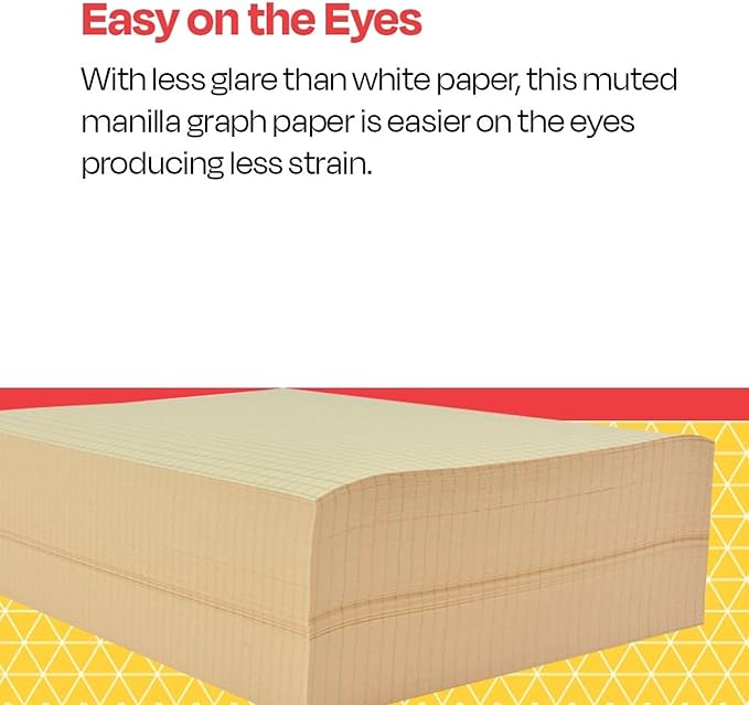 School Smart Graph Paper, 1/4 Inch Rule, 9 x 12 Inches, Manila, Pack of 500