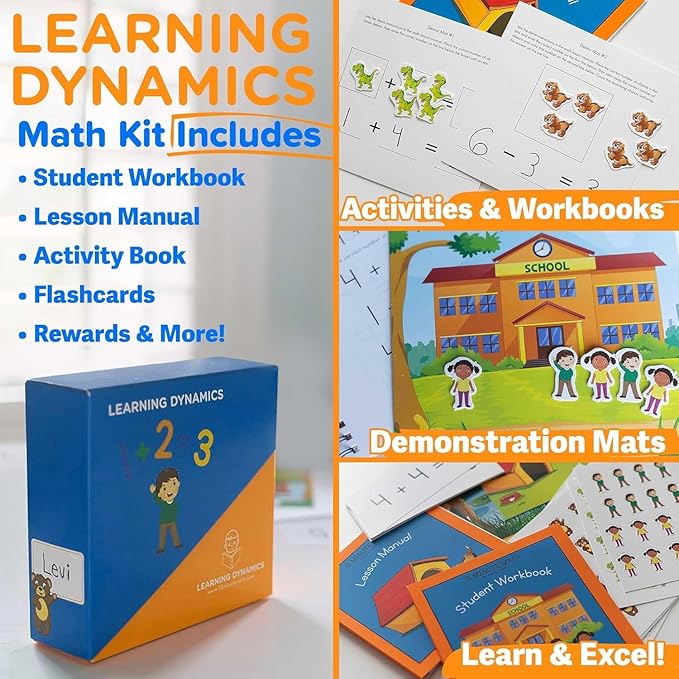 Learning Dynamics 15 Minute Math Program – Numeric & Math Learning Program Includes Flashcards, Manipulatives, Parent Guide Book – Learn Counting, Order, Value, Math Equations for 4-7 Year Olds