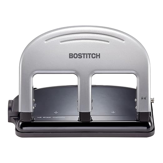 Wholesale CASE of 5 - Accentra Traditional 3-Hole Punch-3-Hole Punch, Traditional, 40 Sheet Capacity, Black/Silver