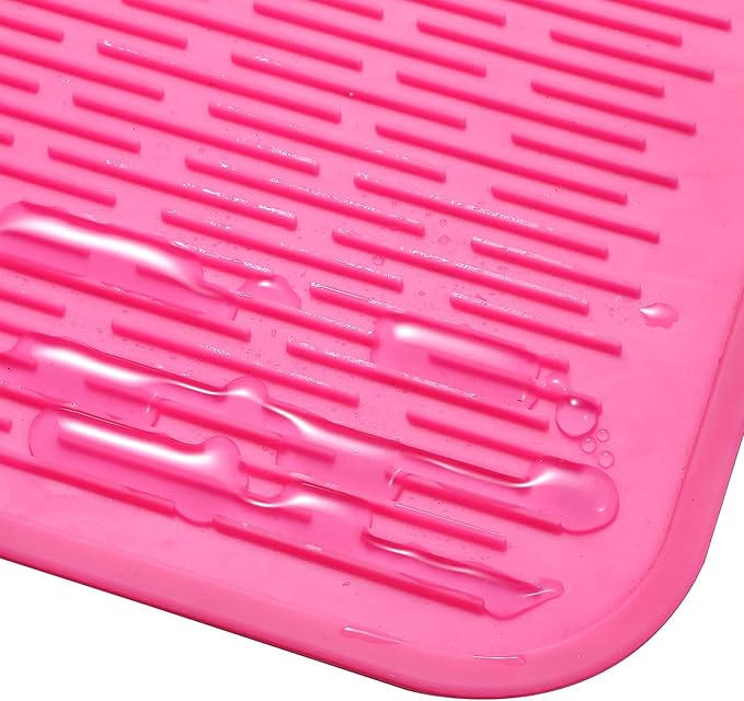 Silicone Dish Drying Mat for Multiple Usage,Easy clean,Eco-friendly,Heat-resistant Silicone Mat for Kitchen Counter or Sink,Refrigerator or Drawer Liner Rose 5XL 36inches x 18inches