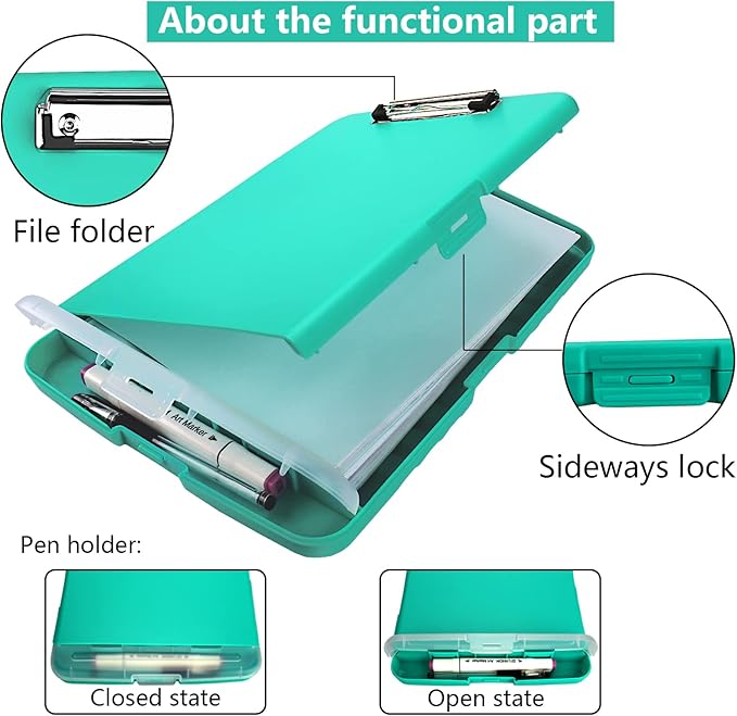 SFLHHDM Clipboard with Storage, Clip Boards 8.5x11, Plastic Clipboards with Pen Holder, Clip Board with Storage Compartments, Nurse Clipboard with Storage for Classroom, Student, Teacher