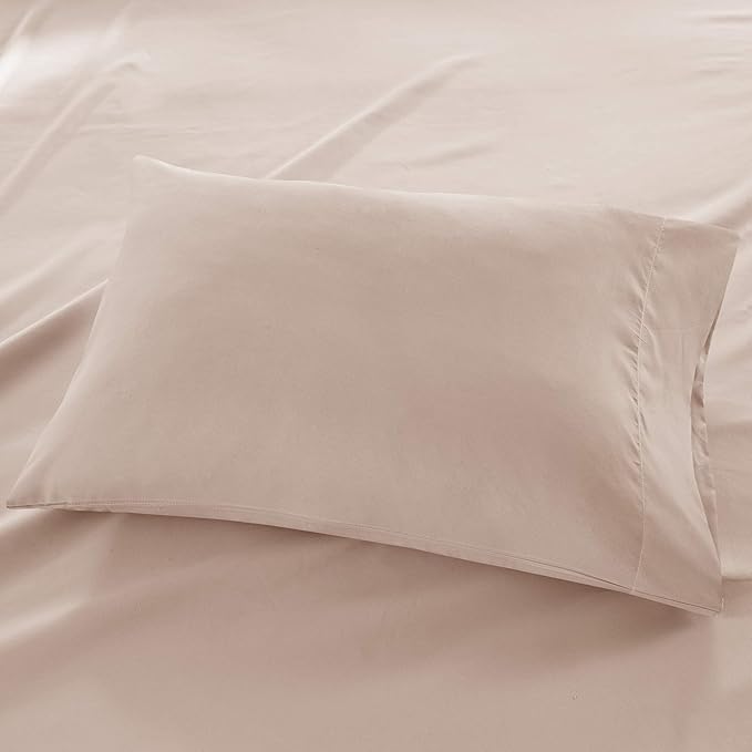 Madison Park 3M Microcell Bed Sheet Set Color Fast, Wrinkle and Stain Resistant, Soft Sheets with 16" Deep Pocket All Season, Cozy Bedding-Set, Matching Pillow Case, Cal King, Blush, 4 Piece