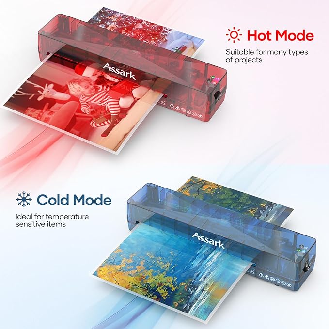 Laminator, Laminator Machine A4, 4 in 1 Personal Thermal Laminator, 9 Inch Hot & Cold Laminator Kit, Fast Warm-Up & Quiet Laminator with Laminating Sheets 9pcs for Home Office School Use