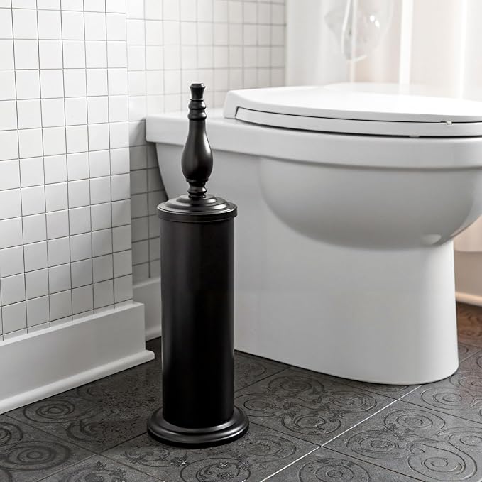 Matt Black Toilet Brush and Holder Set, Toilet Bowl Brush with Heavy Duty Wide Base,Deep Cleaning Modern Bathroom Cleaner Brush -Space Saving