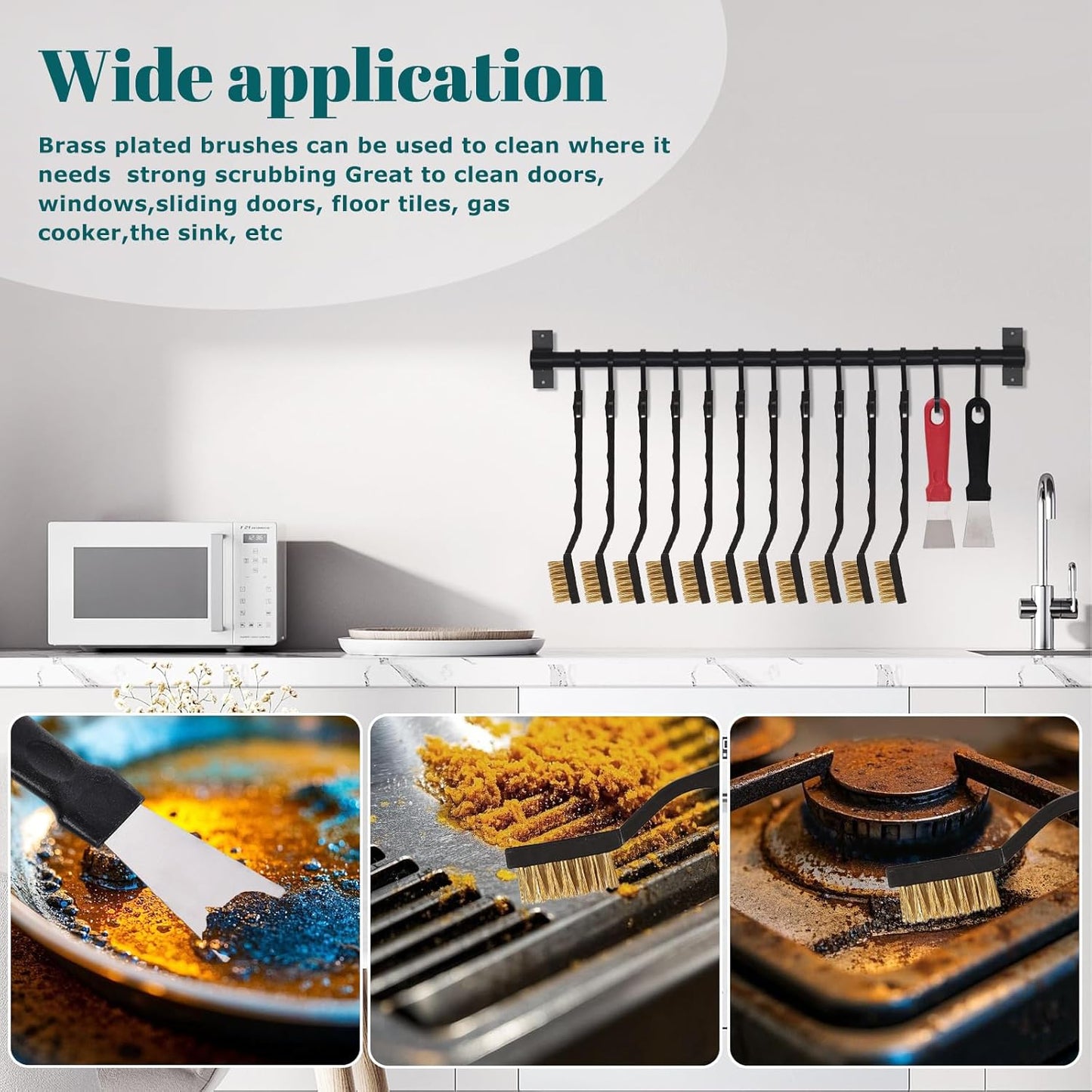 20 Pcs Mini Wire Brush Brass Brush Set, Curved Handle Masonry Brush Wire Brush for Cleaning Welding Slag and Rust