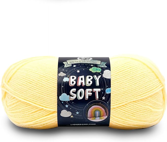 Lion Brand Yarn, Baby Soft Baby Blanket Yarn for Crocheting, Knitting, and Crafts, Lemonade, 1 Pack