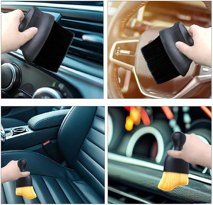 4 Pcs Auto Interior Dust Brush Set Soft Bristles Detailing Brush Dusting Tool Car Interior Cleaning Soft Brushes Duster for Automotive Dashboard, Air Conditioner Vents, Keyboard Dust Removal(Black)