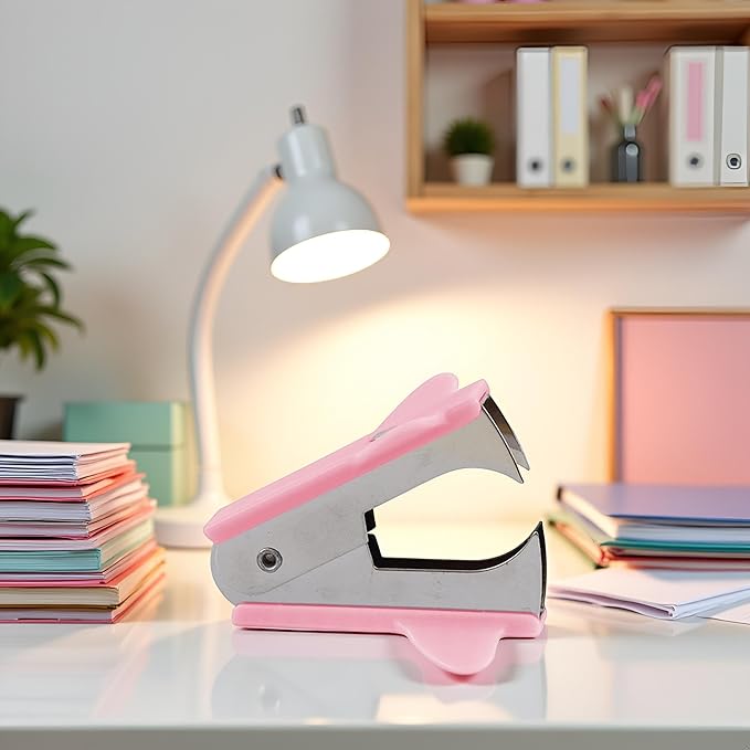 Pink Stapler Removal Tool, Staple Puller, Modern Plastic Stapler Remover with Non-Slip Handle, Ideal for Students, Teachers, Home and School