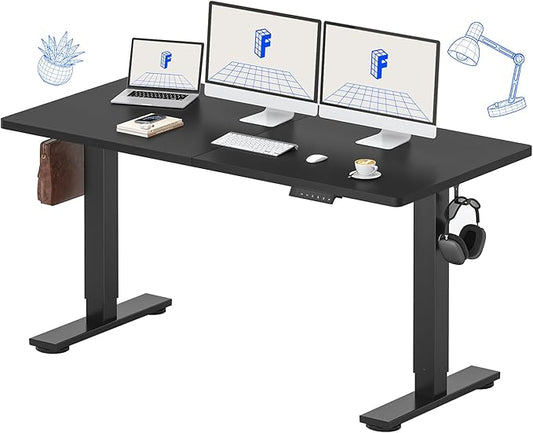FLEXISPOT 63x24 Inch Electric Height Adjustable Standing Desk for Home & Office, Splice Board Desk for Computer Workstation, Study, or Creative Setup, Black