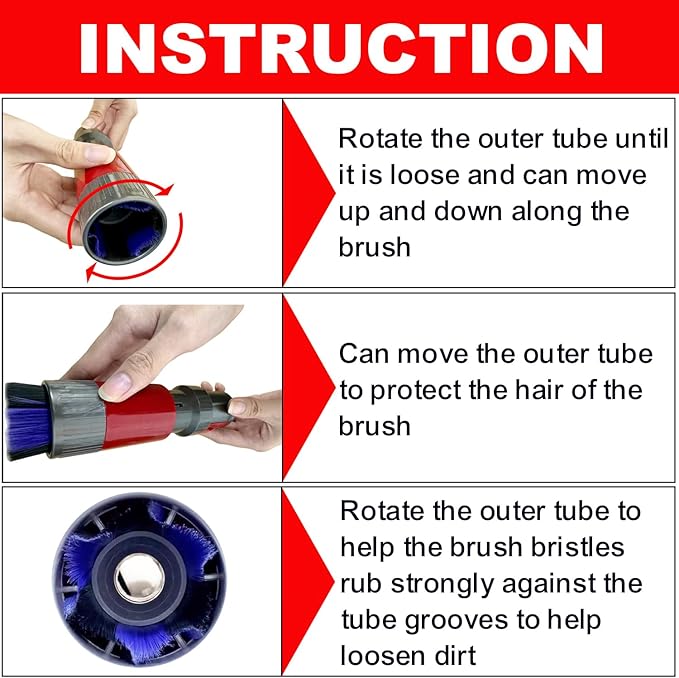 For Dyson Specialized Vacuum Brush Attachments for Car Detailing, Figurines, Funiture, Displays: Traceless Dust Brush, Premium Horsehair Dusting Brush Vacuum Accessories for V7 V8 V10 V11 V15