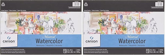 Canson Artist Series Montval Watercolor Paper, Foldover Pad, 10x15 inches, 12 Sheets (140lb/300g) - Artist Paper for Adults and Students - Watercolors, Mixed Media, Markers and Art Journaling