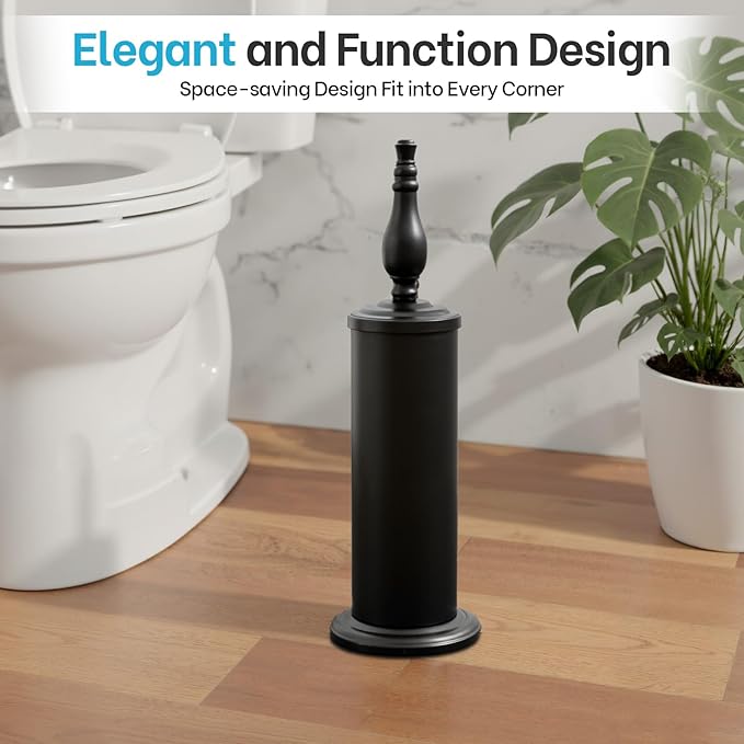 Matt Black Toilet Brush and Holder Set, Toilet Bowl Brush with Heavy Duty Wide Base,Deep Cleaning Modern Bathroom Cleaner Brush -Space Saving