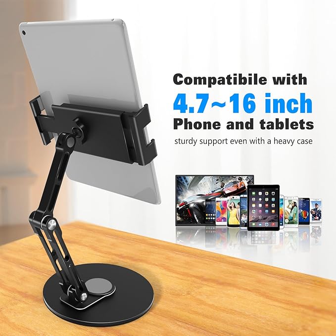 Bimo Tablet Stand Holder for ipad,Portable Monitor Stand Holder for 15.6'',16'',360°Rotate Base for 4.7''-16'' Kindle,Store Cash Register Office Reception Kitchen Desktop Display