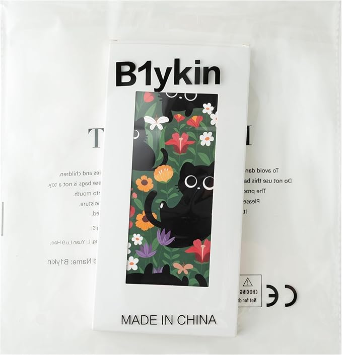 B1ykin Cute Sticky Notes Set - Wildflower Lovely Black Shaped Self-Stick Notes Pad, 550 Sheets Writing Memo Pages Sticky Notepad for Teacher Appreciation Gifts, School Office Supplies (Cat Floral)
