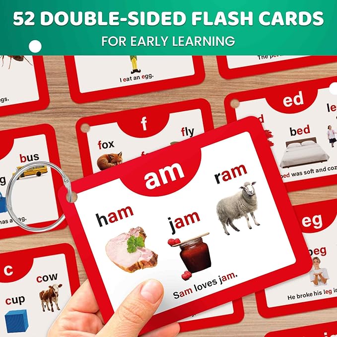QUOKKA English Alphabet CVC Flash Cards – Learn to Read Set for Kids Ages 3-5 and 4-8 – Phonics Cards for Toddlers 2-4 Years and Kindergarten – Reading Tools for Early Literacy & Phonemic Awareness