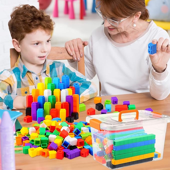 Jenaai 200 Pcs Math Cubes Counting Blocks Linking Connecting Cubes Math Manipulatives with Storage Container Educational Toy for Kids Age 4-8 Kindergarten STEM Activities Preschool(Orange)
