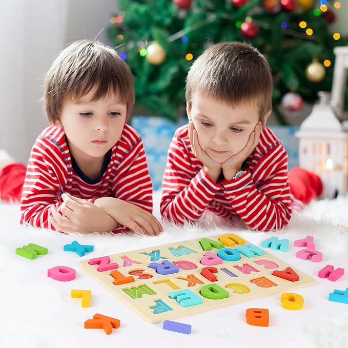 Wooden Puzzles for Toddlers, ABC Alphabet Puzzle, Learning Toys, Preschool Learning Activities, Preschool Educational Toddler Puzzle for Gift Set