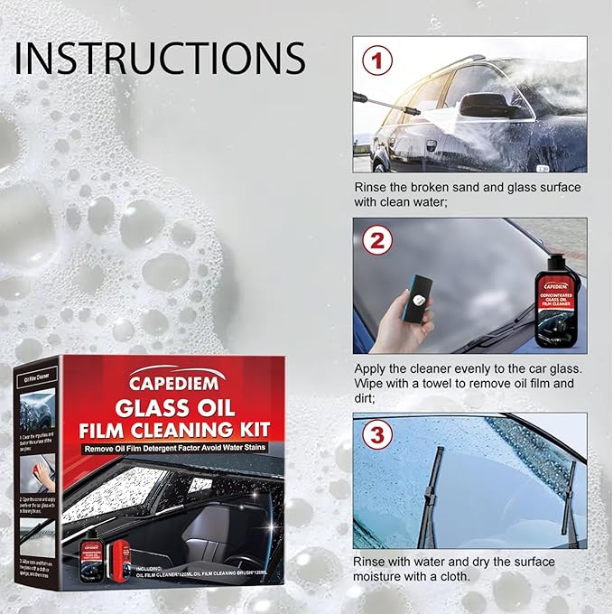 CAPEDIEM 2025 NEW Automotive Oil Film Cleaning Brush for Car Windows, Glass Cleaning Board, Suitable for Windshield Glass Oil Film Remover, Car Windshield Cleaner (1, black)