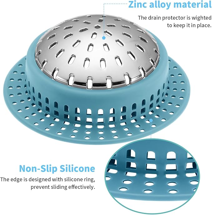 Shower Drain Hair Catcher, Shower Drain Cover, Bathtub Drain Hair Catcher for Pop-Up & Regular Drains