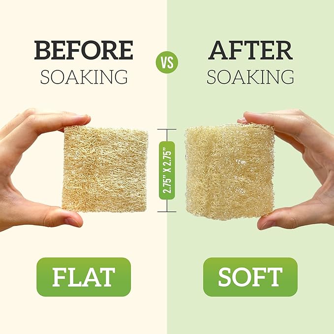 Natural Loofah Dish Sponge (Pack 30) Multipurpose Dish Sponges - 100% Biodegradable Compostable Dishwashing Scouring Pad Zero Waste (2.75" x 2.75" Each)