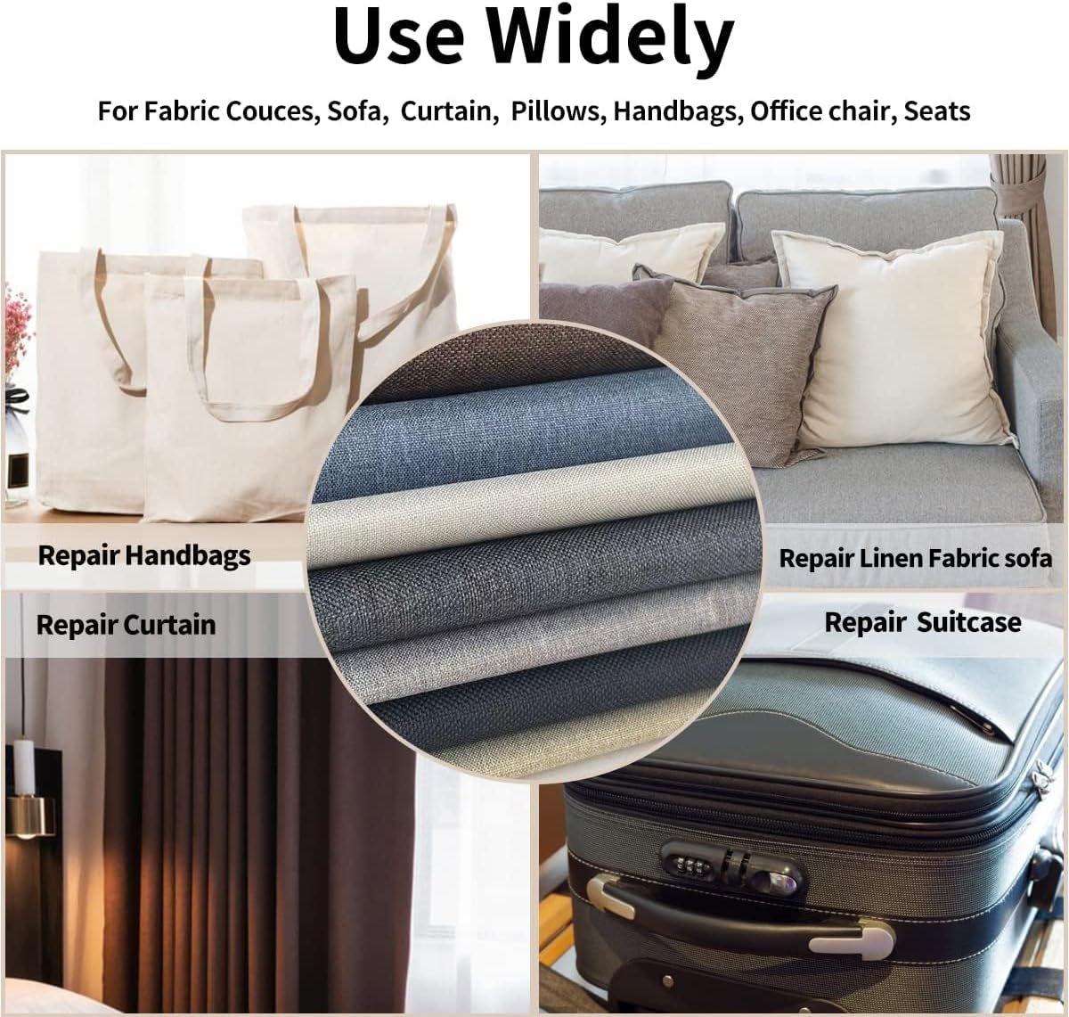 Fabric Repair Patches, 17X79 Inch Linen Repair Tape Self-Adhesive Fabric Patches Durable, DIY Large Linen Tape for Sofa, Couches, Furniture, Chair, Clothing （17X79 Inch, Dark Grey）