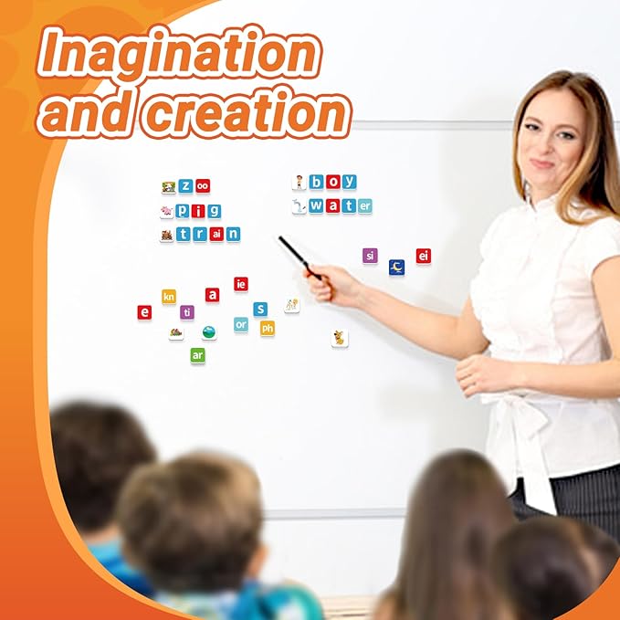 140 Phonics Magnetic Letters Tiles,Learning Letter with Magnet Spelling Board Phonics Games Letter Tiles Phonemic Awareness Alphabet Magnets Magnetic Elkonin Box for Preschool Kindergarten Classroom