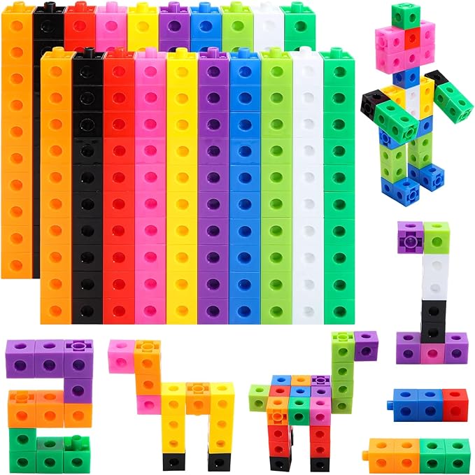 200 Pcs Math Linking Cubes - 10 Colors Connecting Counting Snap Blocks, Math Manipulatives for Early Math & Construction, Educational Toy for Preschool, Kindergarten, Homeschool