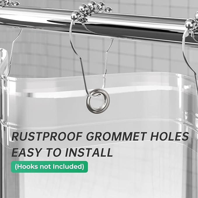 AmazerBath Long Stall Shower Curtain 60x84 Inches, Premium PEVA Heavy Duty Clear Shower Curtain, Waterproof Thick Bathroom Curtain with 3 Big Weighted Stones and 10 Rustproof Grommet Holes