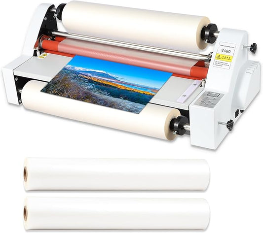 18inch Cold Hot Roll Laminator with 2 Rolls of Thermal Laminating Film (1 Inch Core, 0.8 mil,17.3in W×656ft L), V480 Laminating Machine, Single & Double-Sided Thermal Laminator, Digital Display, 110V