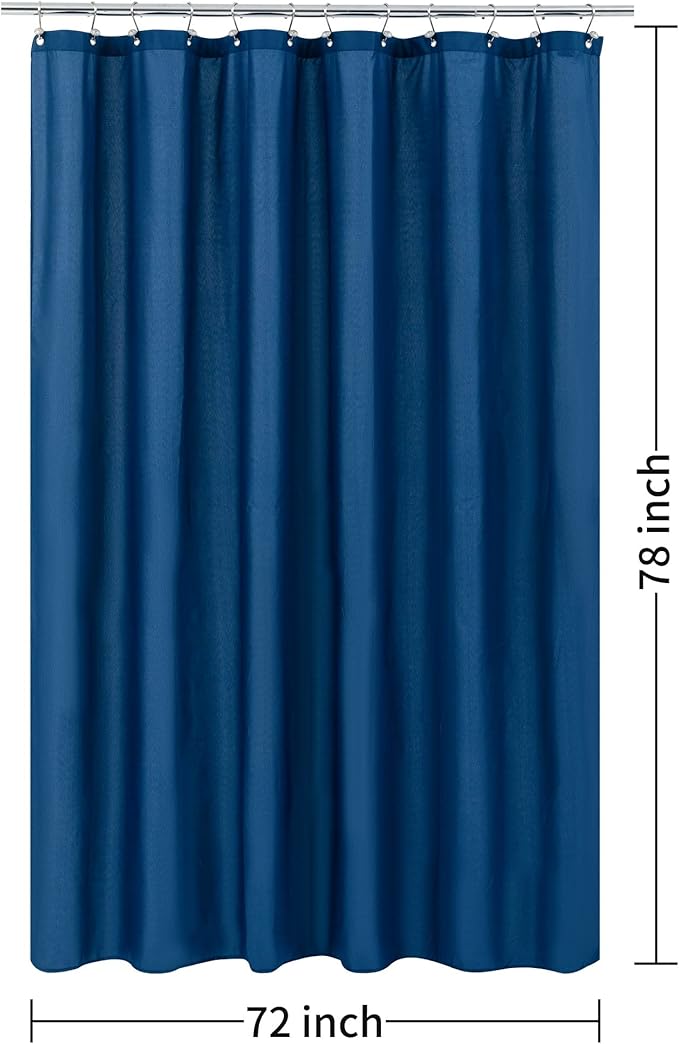 ALYVIA SPRING Long Fabric Shower Curtain Liner Waterproof - 72" x 78", Soft & Lightweight Long Shower Curtain with 3 Magnets, Machine Washable - 72x78, Navy