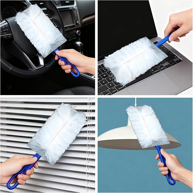 Mops for Floor Cleaning with 57" Long Handle, Scrub Brush, Baseboard Cleaner Tool with 84" Handle, 2 Reusable Pads, Wet and Dust Mopping for Hardwood, Laminate, Tile Floor, Skirting Board, 19Pcs Gray