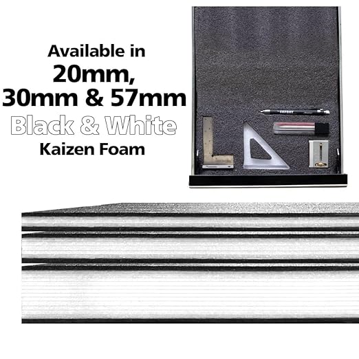 FastCap Kaizen Foam Sheet for Tool Box Organizers and Storage - Perfect for Professional Contractors and Technicians - 20mm Thickness, 2' x 4' Sheet Size, Black & White