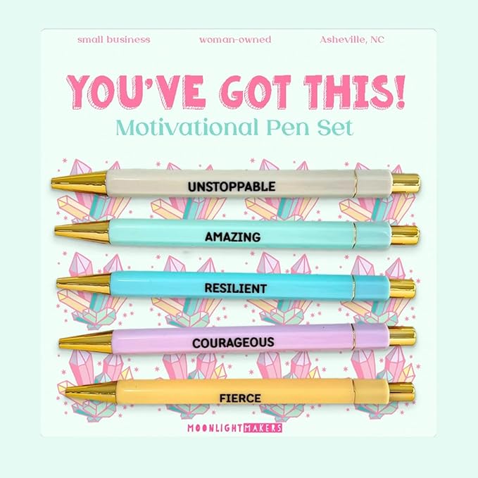 Moonlight Makers Funny Office Supplies Gift Set - You've Got This Pen Set, Tay-Do Notepad, You Make The Whole Place Shimmer Zipper Pouch - Cute Stationery Sets for Women, Gifts for Friends & Coworkers