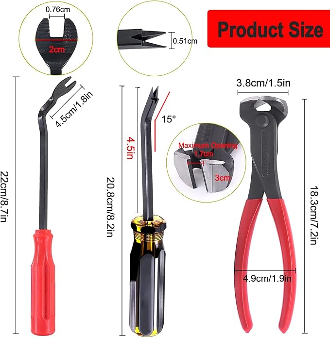 3Pcs Upholstery and Construction Staple Remover with Heavy Duty Staple Puller Remover, Tack Puller Tool, Carpet Nail Remover, for Furniture Floors Wall Wooden Case Carton Photo Frame