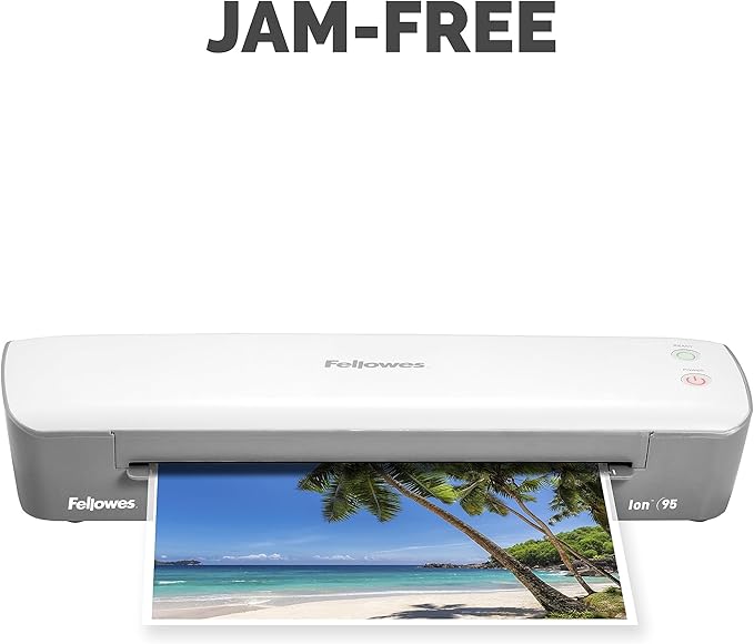 Fellowes Ion 95 Thermal Laminator for Home, School or Office with 15 Pouch Starter Kit, Easy to Use, Quick Warm-Up, Jam-Free, White/Gray (5247201)
