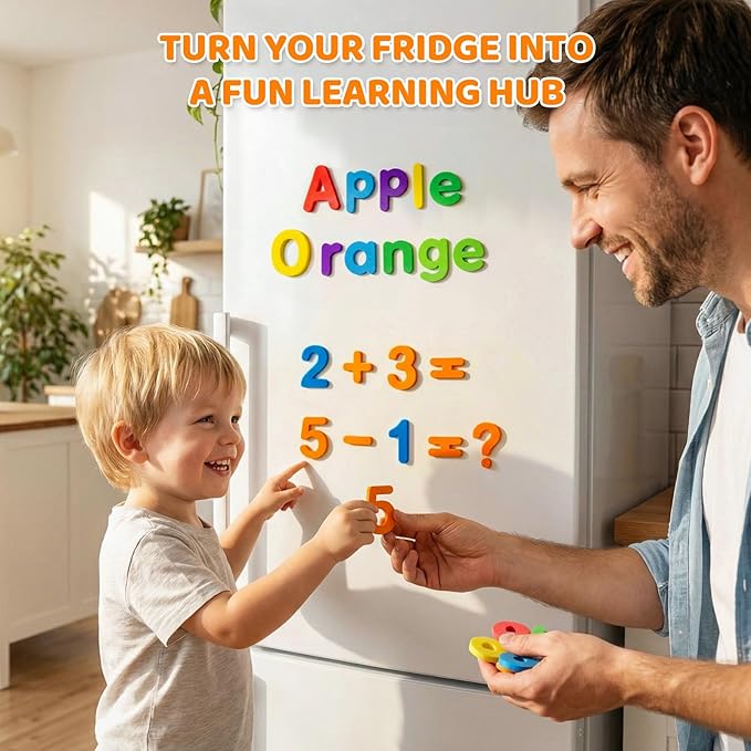 LovesTown Magnetic Letters and Numbers Set for Kids, Educational Alphabet Learning Magnets, Colorful Refrigerator Toy, 112 PCS