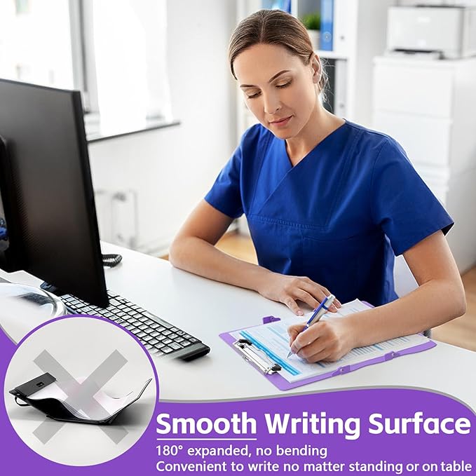 Nurse Clipboard Nursing Clipboard Foldable: Folding Clipboards with Nursing Edition Cheat Sheets 3 Layers Trifold Clip board Pocket Size Aluminum Clinical Clip boards for Nurses Students Doctor Purple