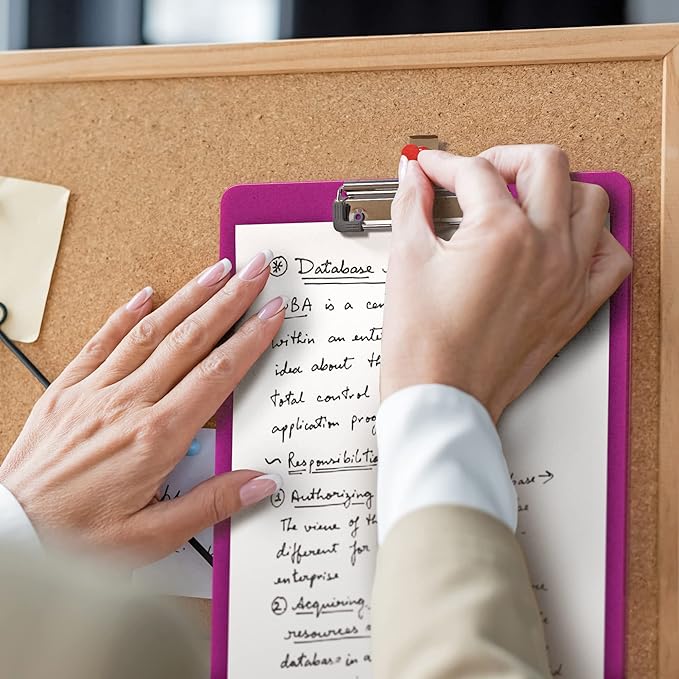 6 Pack Plastic Clipboards Colored Transparent Clear Clip Boards with Low Profile Metal Clip Board 12.5x9 Inch Letter Size Bulk Class Set Acrylic Clip Boards with Hanging Hook - Holds 100 Sheets