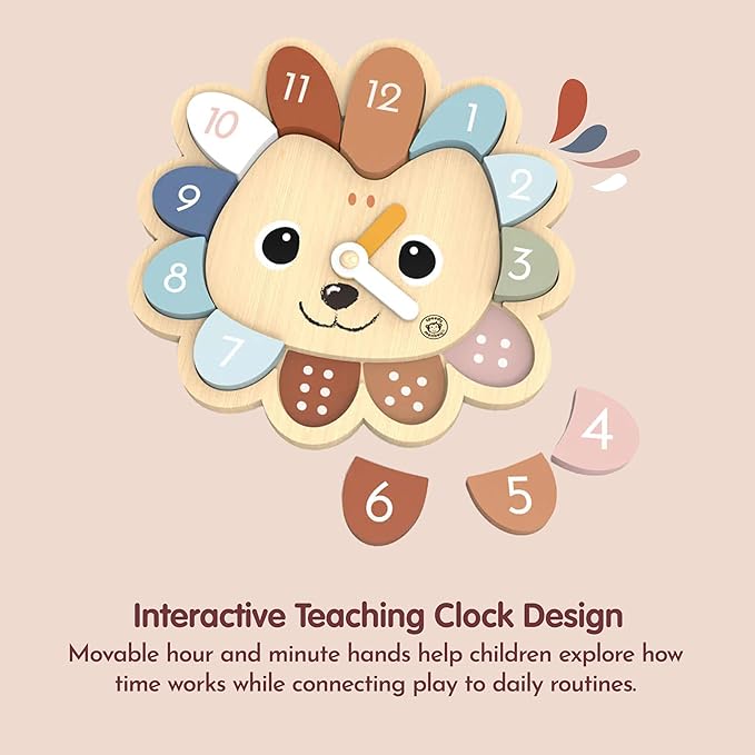 SPEEDY MONKEY Hedgehog Clock Game for Toddlers 12m+ | Wooden Number & Time Learning Toy for Bedroom or Classroom | Shape Sorting & Stacking Puzzle | Animal Educational Gift for Kids & Preschoolers